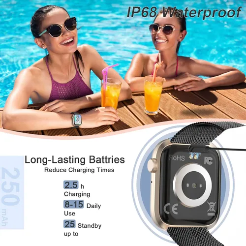 Miniatura 7 de Relojes Inteligentes para Hombres y Mujeres (Contestar/Hacer Llamadas), Reloj de Fitness con Batería de 7 Días con Monitor de SpO2/FC/Sueño/PA, Más
