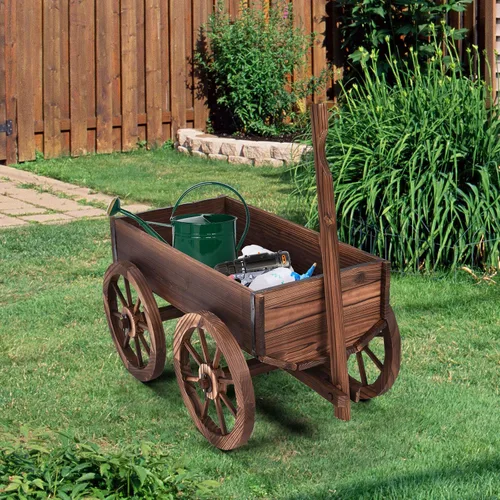 Miniatura 5 de LDAILY Moccha - Carro de madera con 4 ruedas para maceta de flores y flores, para el hogar, jardín, interior y exterior
