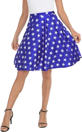 Miniatura 4 de HDE Faldas para mujer Falda midi skater falda hasta la rodilla cintura alta estampados divertidos