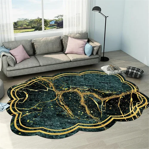 Miniatura 20 de Alfombra de área de mármol negro dorado y gris, 2 x 3 pies, alfombras impresas con patrón geométrico moderno, alfombra decorativa