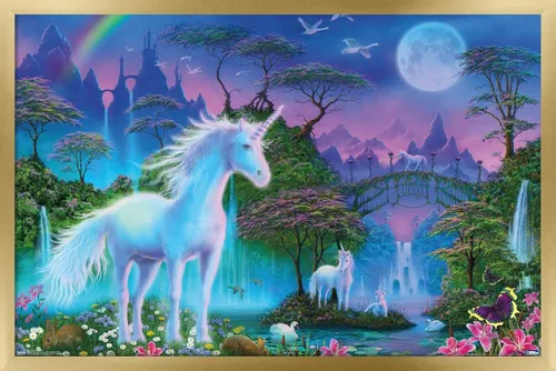 Miniatura 15 de Trends International Póster de pared de Unicorn Meadow, 14.725 x 22.375 pulgadas, versión enmarcada de madera de granero