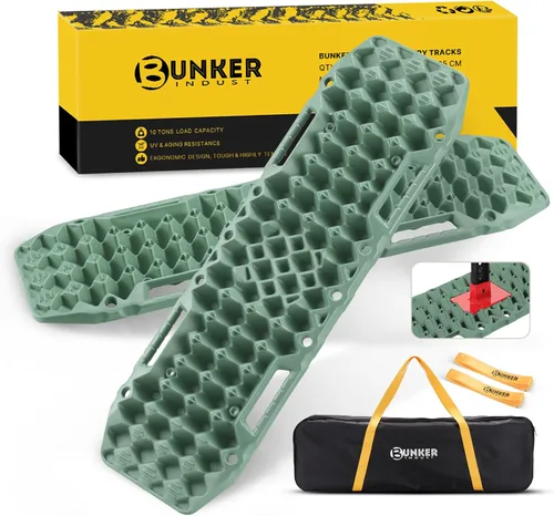Miniatura 10 de BUNKER INDUST - Tablas de tracción todoterreno con base de gato, par de pistas de recuperación 4X4 para Jeep Truck, alfombrilla de tracción