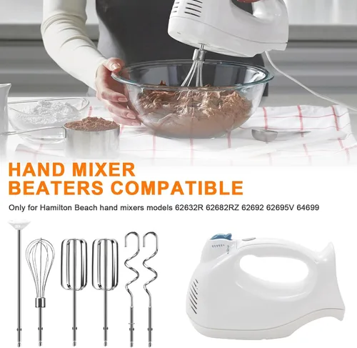 Miniatura 2 de Accesorios de batidor para batidora de mano compatibles con Hamilton Beach, batidor de repuesto, gancho para masa, varilla para mezclar, piezas