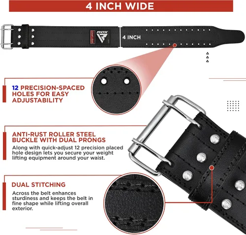 Miniatura 7 de Cinturón de Levantamiento de Peso RDX para Hombres y Mujeres, Aprobado por IPL y USPA, 6mm de Grosor 100% Cuero, Soporte Posterior de 4