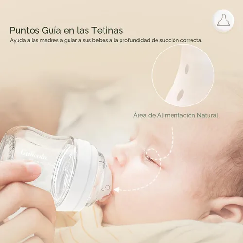 Miniatura 3 de Gulicola Biberón de vidrio natural de 8 onzas para bebés amamantados, juego de biberones anticólicos con pezón de flujo medio, 3 meses +, paquete