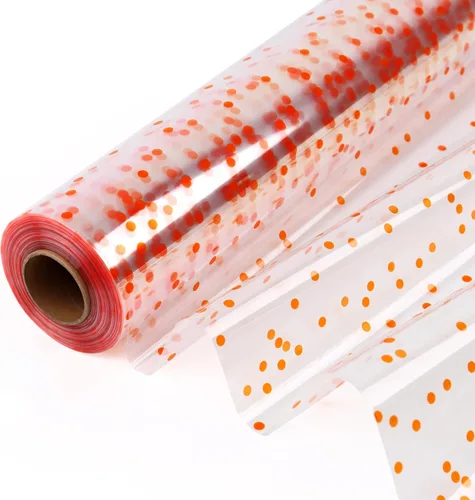 Miniatura 7 de CMFYHM Rollo de Envoltorio de Celofán Transparente (34" x 120 Pies) 3Mil Celofán de Lunares Rojos, Rollo de Envoltorio de Celofán para Regalos