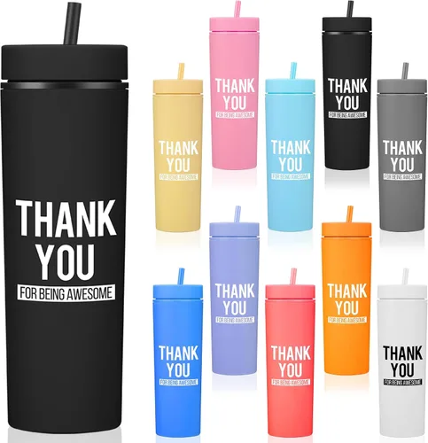 Miniatura 11 de Rtteri 10 tazas de agradecimiento de la semana de la CNA, regalos a granel de agradecimiento a los empleados, vasos delgados de plástico Negro