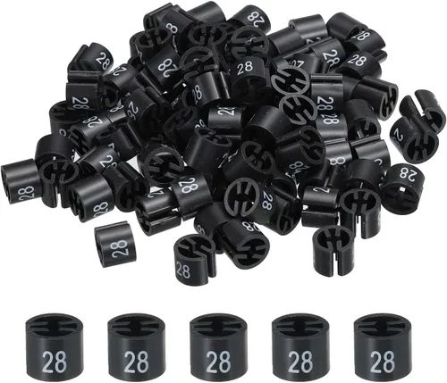 MECCANIXITY Marcadores de colores para colgar ropa (Número 28, negro) para codificación de colores, paquete de 100 unidades