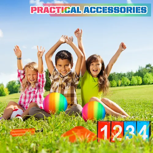Miniatura 5 de Jenaai El juego de 9 piezas de kickball deportivo incluye 2 piezas de Kickball, 5 bases de marcador y bomba de baloncesto, fútbol, béisbol, tenis