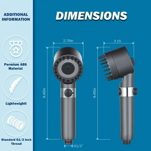 Miniatura 9 de CWPW Cabezal de ducha filtrado con cabezal de ducha de mano de alta presión de 4 pulverizadores con filtros para agua dura, elimina el cloro