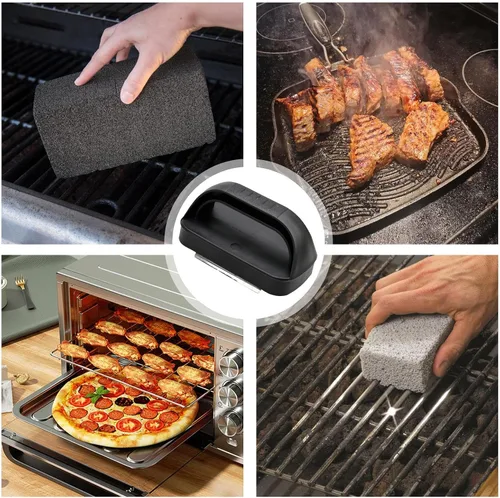 Miniatura 4 de Piedra pómez de limpieza – Bloque de ladrillos de mango resistente, limpiador de parrilla y fregador de plancha para condimento plano que no raya