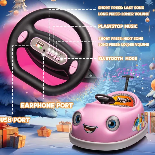 Miniatura 6 de Coche eléctrico de 12 V con batería dual para niños, con control remoto, giro de 360 grados, función de balancín de varilla, 3 velocidades, coche
