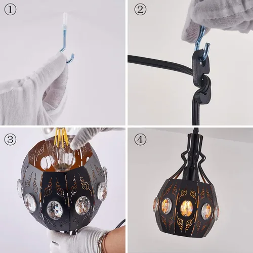 Miniatura 9 de YLONG-ZS Lámpara Colgante Swag Luces con Enchufe Luz Colgante con Enchufe, Luces Colgantes con Cable con Enchufe Pequeña Negra Vintage Rústica