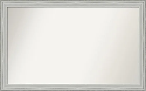 Miniatura 451 de Amanti Art Espejo de baño plateado para sobre fregadero, 25 x 25 pulgadas, espejo de tocador cuadrado estrecho de níquel cepillado, marco de madera
