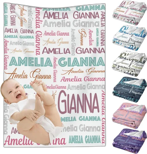 Mantas de bebé personalizadas para niñas y niños, mantas de bebé personalizadas con nombre para niños y niñas, regalos personalizados para bebés,