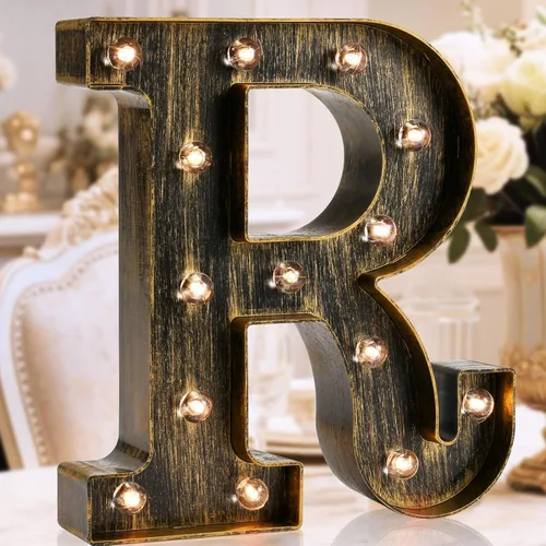 Miniatura 27 de Oycbuzo - Cartel de letras con luces LED doradas y negras, estilo industrial y clásico, para decoración de cafeterías, bodas, fiestas de cumpleaños