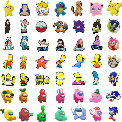 Miniatura 5 de Paquete de 100 bonitos dijes de dibujos animados para zapatos de animé para niños niñas adolescentes dijes de burbujas para zapatos pulseras