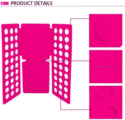 Miniatura 5 de Carpeta de ropa para niños, organizador de carpetas de lavandería súper rápido, tablero plegable superior, ideal para el hogar y viajes, color rosa