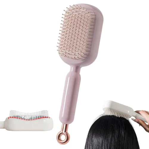 Miniatura 9 de Peine de masaje con cojín retráctil, cepillo para el cabello con cerdas retráctiles, peine retráctil para desenredar, cepillo de pelo autolimpiante