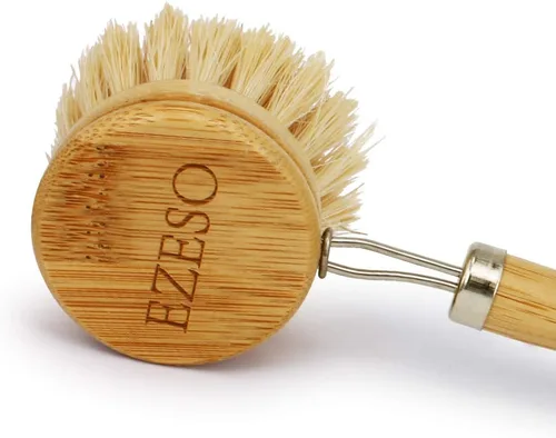 Miniatura 8 de Ezeso - Juego de 4 cepillos de bambú natural para fregar platos, olla de madera y cepillo para botellas