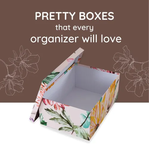 Miniatura 3 de Soul & Lane Cajas de almacenamiento de cartón decorativas con tapas para decoración y organización del hogar, juego de 3 cajas grandes de recuerdo