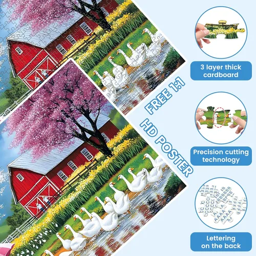 Miniatura 4 de Rompecabezas de 500 piezas para adultos, rompecabezas de animales de granja para adultos mayores, juego en rompecabezas lluvioso de 500 piezas