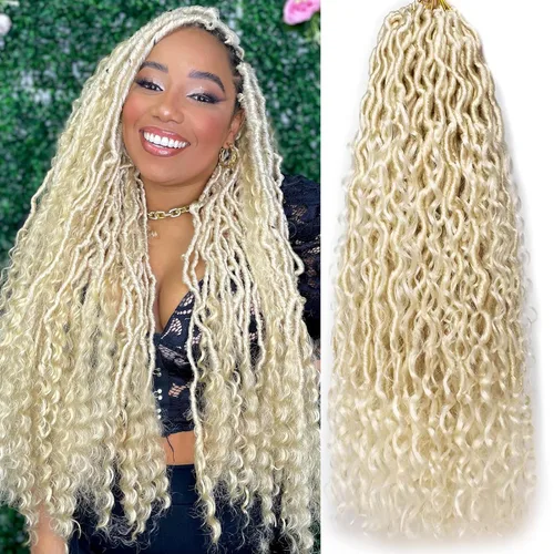 Miniatura 40 de COOKOO - Locs de diosa ombré de jengibre, pelo de ganchillo de 24 pulgadas, 8 paquetes, locs boho de imitación, pelo de ganchillo con rizos, locs