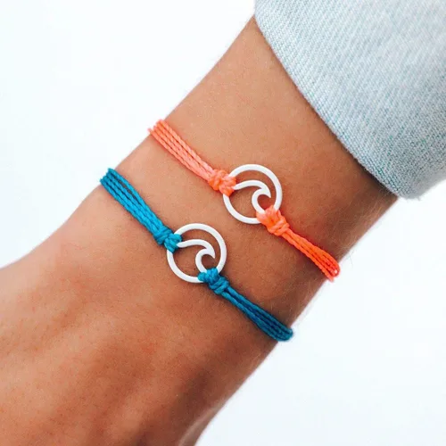 Miniatura 3 de Pura Vida Pulsera ondulada de esmalte aguamarina o blanco, impermeable, correa ajustable