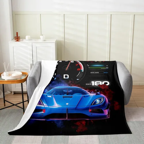 Miniatura 7 de Erosebridal Manta roja de coche de carreras para niños y adolescentes, manta fresca de coche de carreras de 40 x 50 pulgadas, manta de forro polar