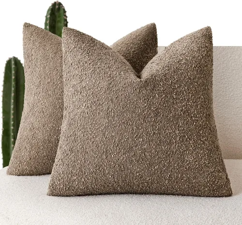 Miniatura 18 de Foindtower - Juego de 2 fundas decorativas de textura de bucle, fundas de almohada acentuadas, fundas de cojín sólidas, neutrales, para sofá, silla