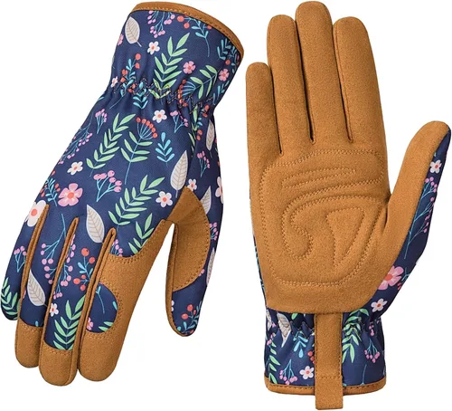 Pleneal Gardening Gloves for Women - Leather Garden Gloves Thorn Proof, Outdoor Protective Working Gloves Negro