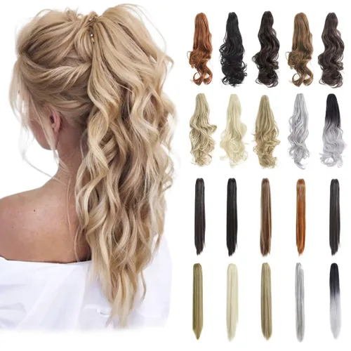 Miniatura 10 de Extensiones de cabello para cola de caballo de 18 pulgadas, 20 pulgadas, extensiones de cola de caballo rizadas, onduladas, extensiones de cola
