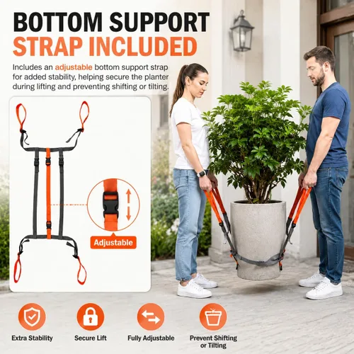 Miniatura 5 de Plant Pot Moving Straps, Adjustable Garden Planter Lifting Strap for Heavy Flower Pots, Trees, Rocks and Landscaping Objects, 9-18 Inch Diameter