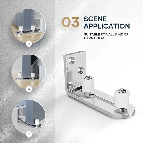 Miniatura 2 de EaseLife - Guía de suelo para puerta corrediza de granero, con rodillo de permanencia ajustable con rodamientos de bola, sistema de montaje en Cromo