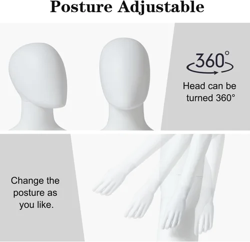 Miniatura 4 de Kinfant Maniquí de cuerpo completo para mujer, soporte de maniquí desmontable con base de metal, modelo de vestido ajustable para tienda de moda