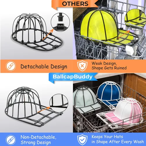 Miniatura 3 de BallcapBuddy - Limpiador de sombreros original y patentado, lavadora de sombreros para lavadora o lavavajillas, marco de arandela de tapas para Negro