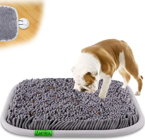 Alfombrilla de olfateo para perros, 17 x 21 pulgadas, juego interactivo de alimentación para aburrimiento, fomenta las habilidades naturales de Gris