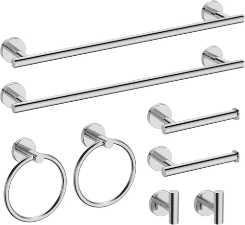 Miniatura 19 de USHOWER Juego de accesorios de baño de níquel cepillado, juego moderno de barra de toalla de 24 pulgadas montado en la pared, juego de accesorios
