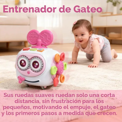 Miniatura 5 de Juguetes para niñas de 1 año, cubo musical ocupado para niños pequeños de 1 a 3 años, cubo de actividades Montessori 6 en 1 con luces y sonidos, Rosa