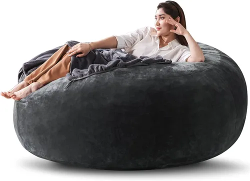 Miniatura 11 de Puf de 3 pies, puf con relleno, espuma viscoelástica altamente resistente, puf redondo de felpa, mueble para sala moderna, silla de lectura de ocio