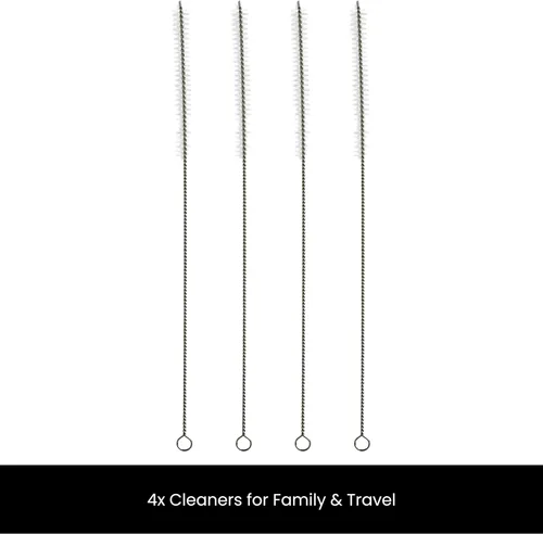 Miniatura 9 de Juvale Cepillo limpiador de pajillas, 12 pulgadas, plateado y blanco, paquete de 4, cepillo limpiador de pajitas de acero inoxidable para botellas