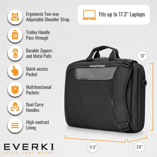 Miniatura 5 de EVERKI Advance - Maletín para laptop de 17.3 pulgadas, maletín de negocios para hombres y mujeres, bolsa de computadora ideal para viajes, bolsa