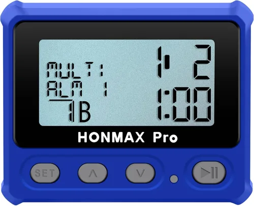 Miniatura 4 de HONMAX Temporizador de intervalo profesional 8100 y cronómetro, retroiluminación, carga USB-C, reloj (azul)