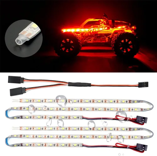 Tiras de luz LED impermeables para autos RC, camiones, aviones, barcos, drones, ala fija, modelo de ala AR, luz de resplandor inferior (rojo)