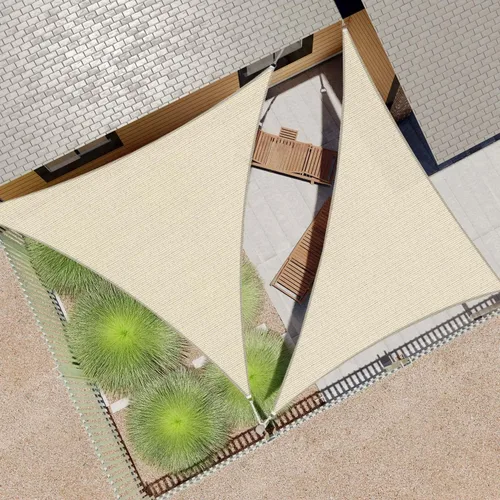 Miniatura 8 de ECOOPTS Toldo Vela Triangular de HDPE de 12'x12'x12' para Sombra Solar, Toldo para Patio Exterior Pérgola, Tela de Cobertura que Bloquea 95% UV Beige