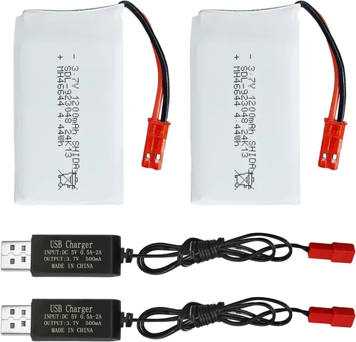 Batería Lipo de 3.7 V 1200 mAh 25C con cable de carga USB con enchufe JST para MJX T04 T05 T25 V2400HD V2450FPV V2450GPS X900 X9TW RC Quadcopter