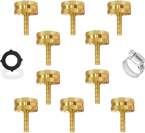 AOPANDA Conector de reparación de extremo de manguera de agua de latón macizo con púa de 1/4" x rosca GHT hembra de 3/4", incluye abrazaderas de
