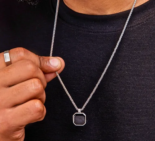 Miniatura 43 de Galis Collar para hombre, collar de cadena de plata de acero inoxidable de alta calidad para hombres, no se deslustra, cadenas para hombres
