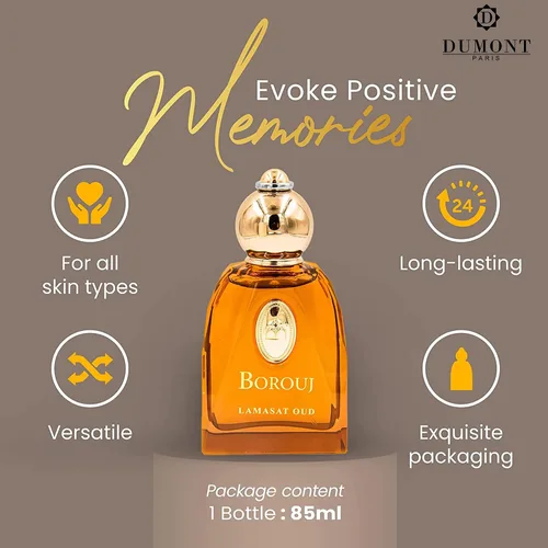 Miniatura 4 de Dumont BOROUJ LAMASAT OUD - Tamaño de viaje de 2.9 fl oz - Perfume unisex de inspiración árabe para hombres y mujeres - Fragancia almizclada