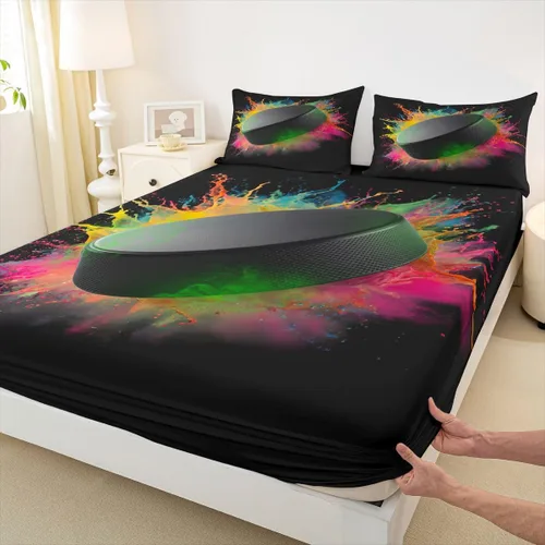 Miniatura 7 de Erosebridal Graffiti Rugby Ball Sheets for Boys Girls Colorful Rugby Helmet Fitted Sheet,Sports Kids Bedding Sets Football Game Bed Sets Twin 2 Piece